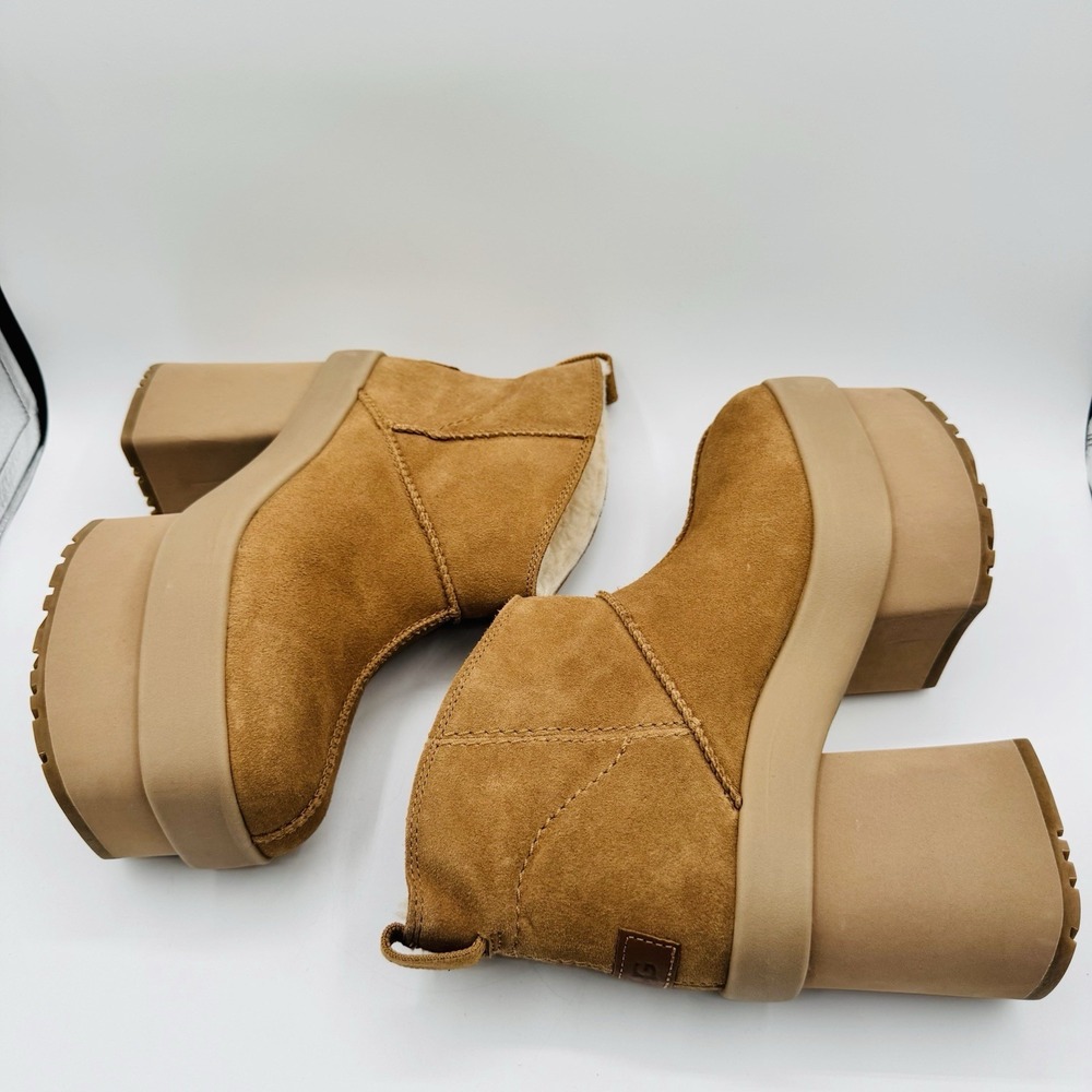 Ugg New Heights Boots Women's Size 9 Chestnut Brown Platform Bootie - Picture 12 of 15